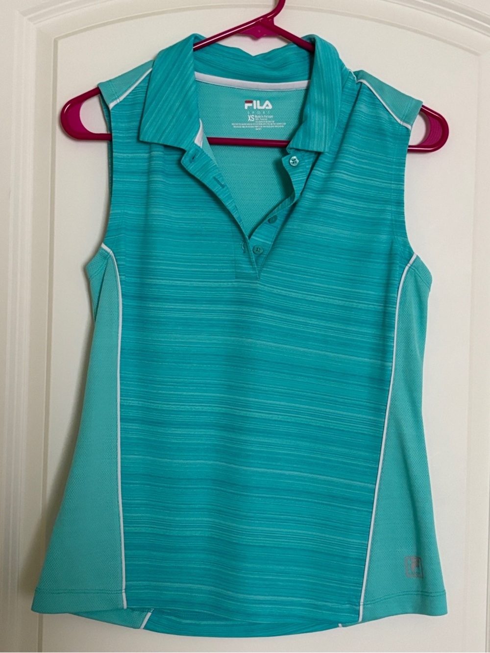 Fila Women's Teal Sleeveless Polo with White Piping